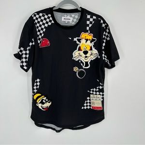 Men's Reason Brand USA Take What's Yours Cat/Robber Patch T-Shirt Black White L